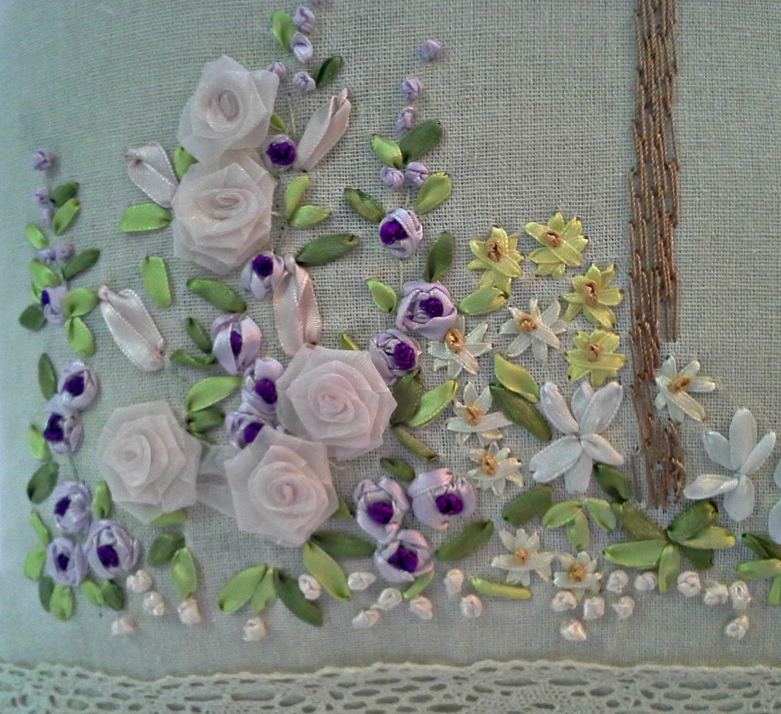 Penny's Vintage Home Ribbon Embroidered Pillows