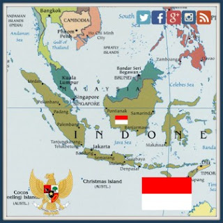 Indonesian flag with map of Indonesia