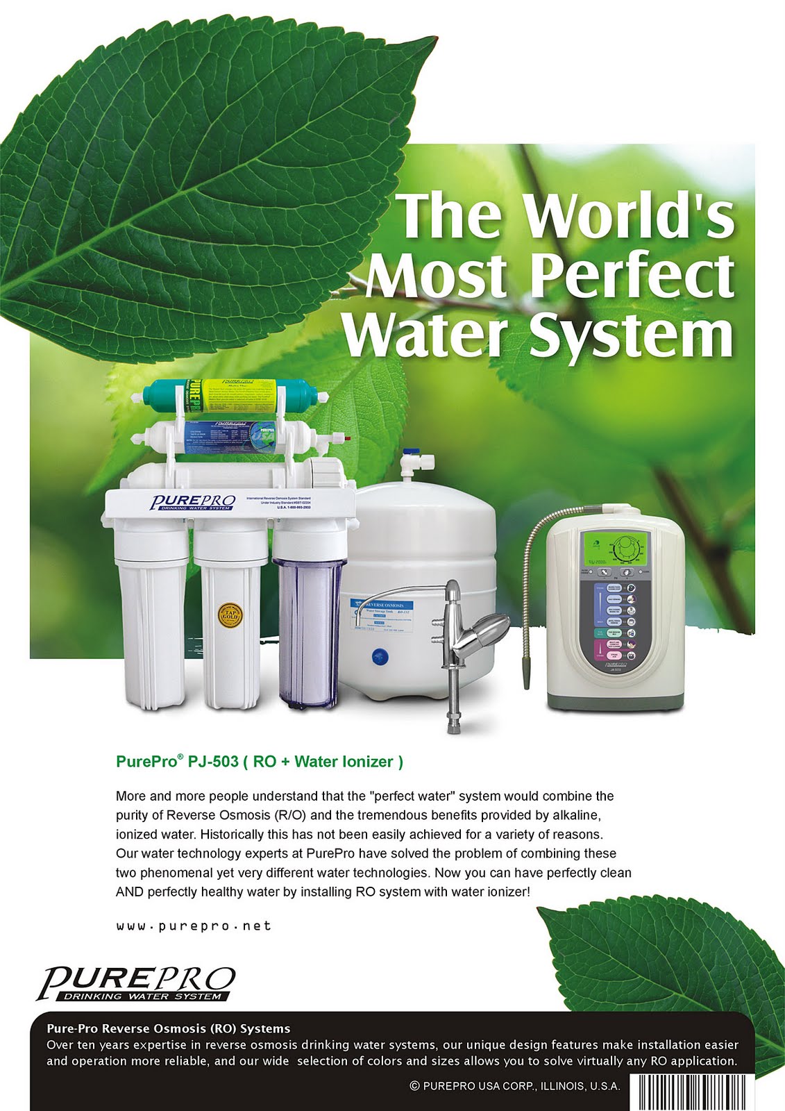 PurePro Perfect Water PJ503 Reverse Osmosis + Water Ionizer Water