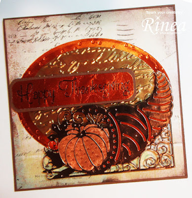 Thanksgiving Card Using Rinea Foiled Paper