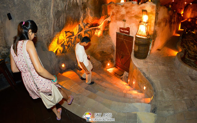 Walking downstair to go inside The Cellar @ The Banjaran Hotsprings Retreat, Ipoh