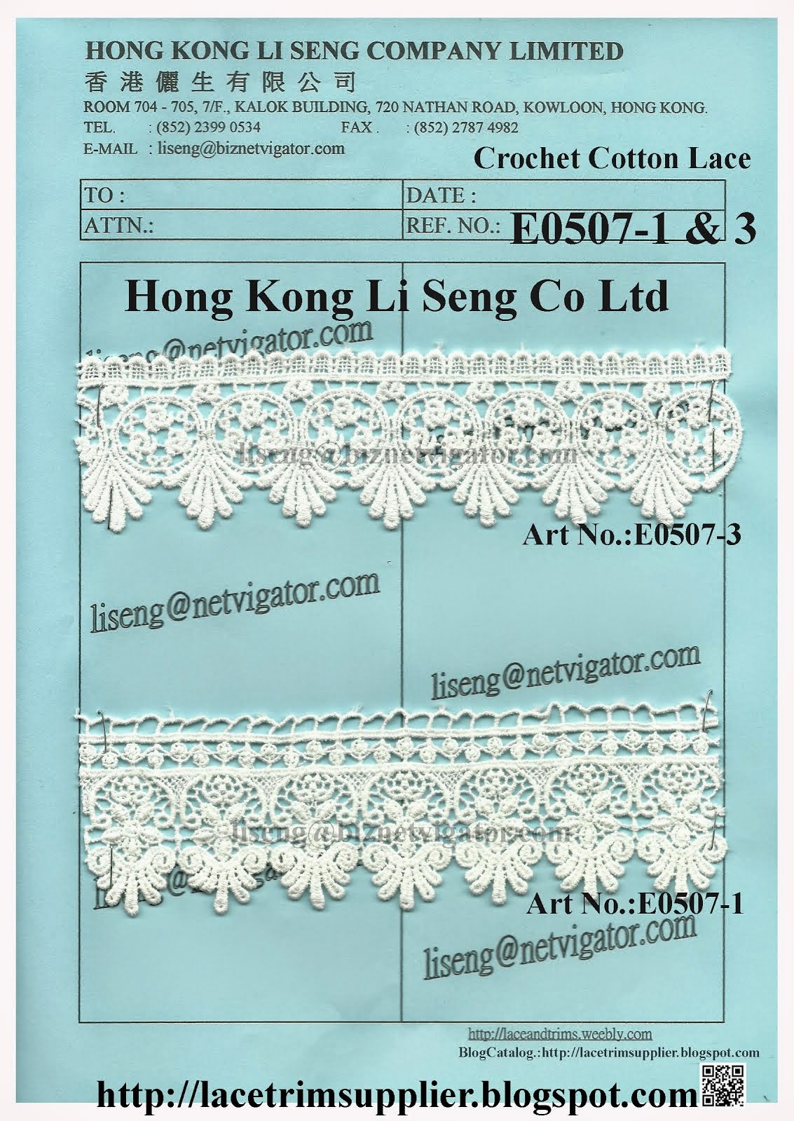 Crochet Cotton Lace Manufacturer and Supplier - Hong Kong Li Seng Co Ltd