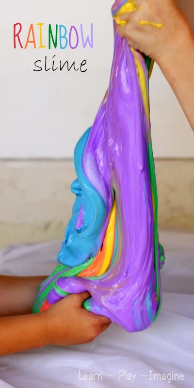 How to make rainbow slime for sensory play - Isn't it gorgeous?