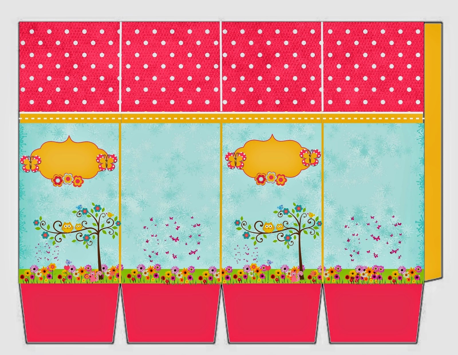Kit de Búhos y Mariposas para Imprimir Gratis. Caja para Imprimir Gratis de Búhos y Mariposas.