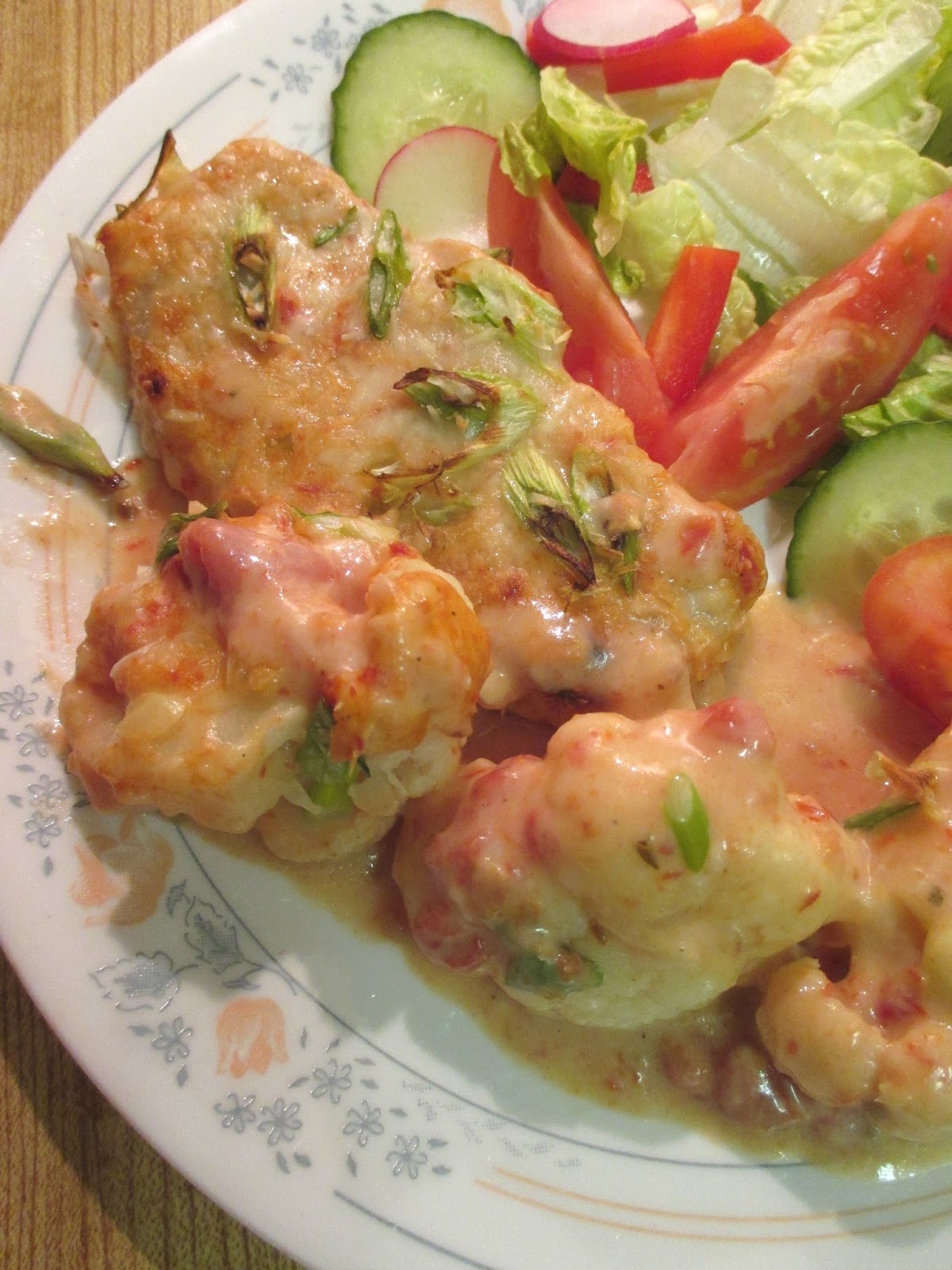 Just my Stuff Pork Chops and Cauliflower in a Creamy Pink Sauce