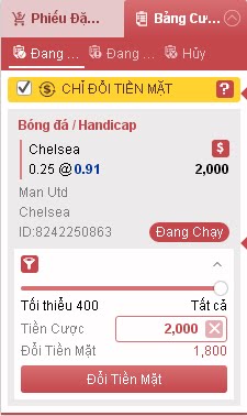 Thu hồi tiền đã đặt cược Rung 12BET - Sử dụng tính năng Đổi Tiền Mặt  B2