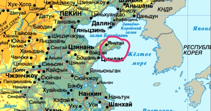Желтое море карта