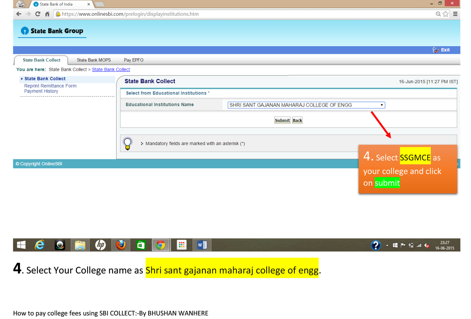 Technovation HOW TO PAY YOUR COLLEGE FEES USING SBI COLLECT (FOR