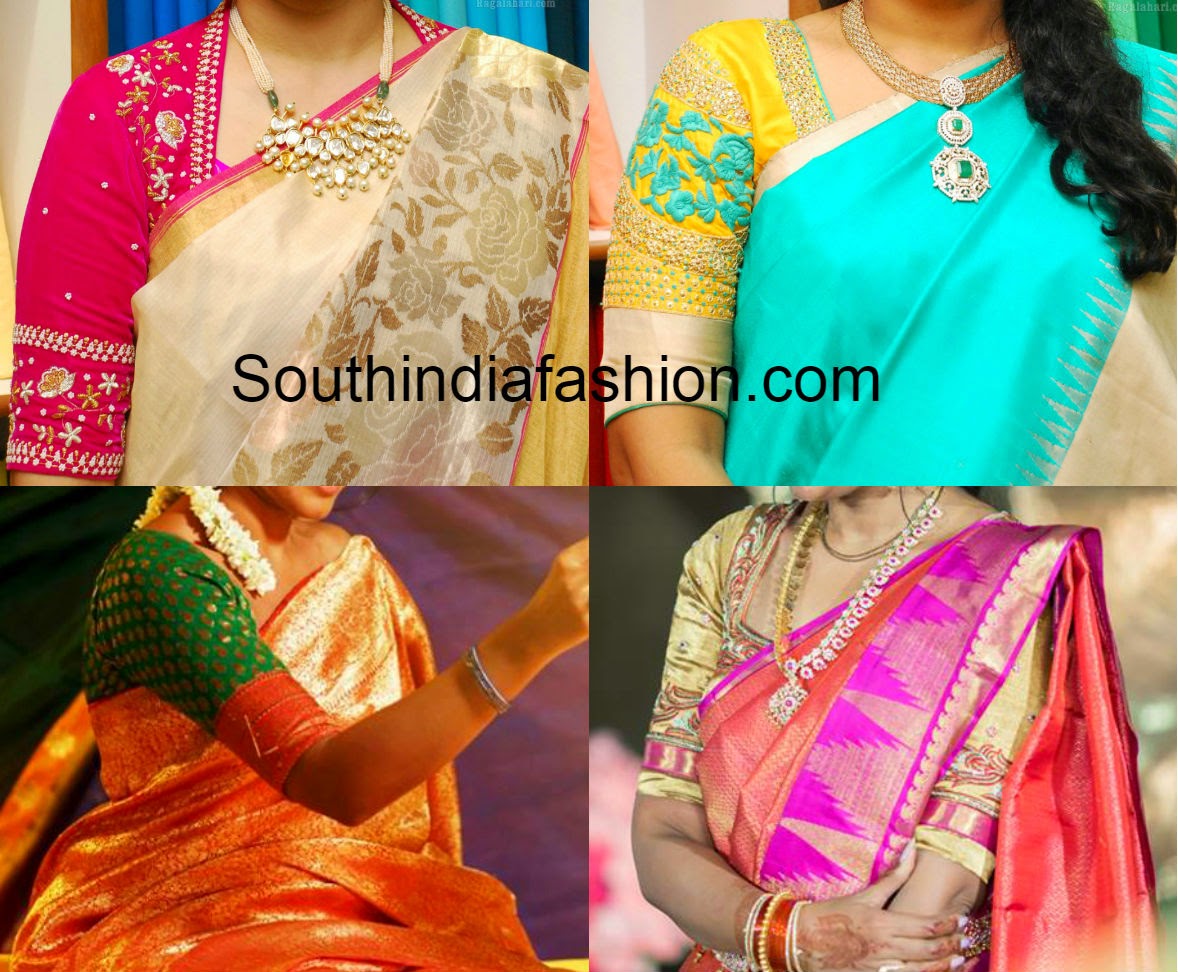 Elegant Blouse Designs for Silk Sarees - South India Fashion