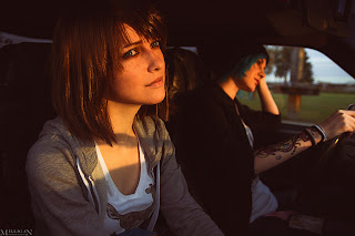 two people in car