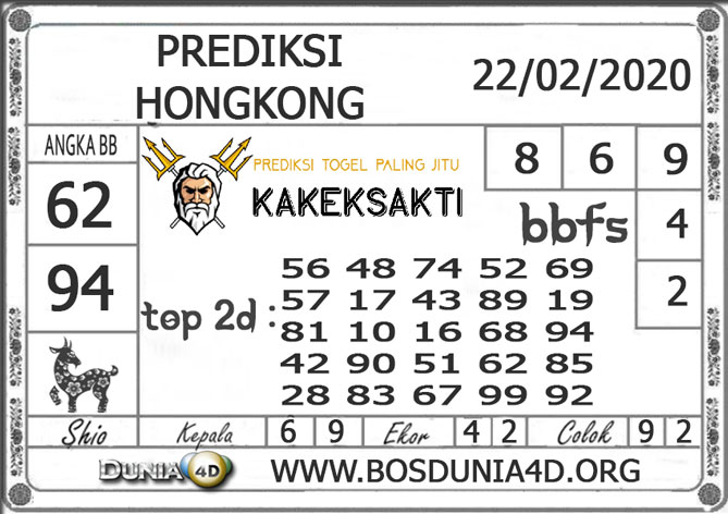 Prediksi Togel HONGKONG DUNIA4D 22 FEBRUARI 2020 Prediksi Togel HONGKONG DUNIA4D 22 FEBRUARI 2020