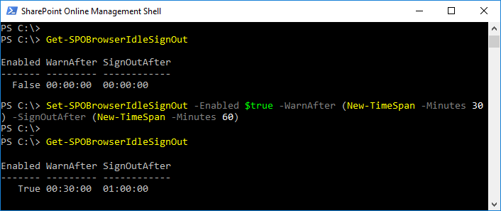 sharepoint online session timeout setting