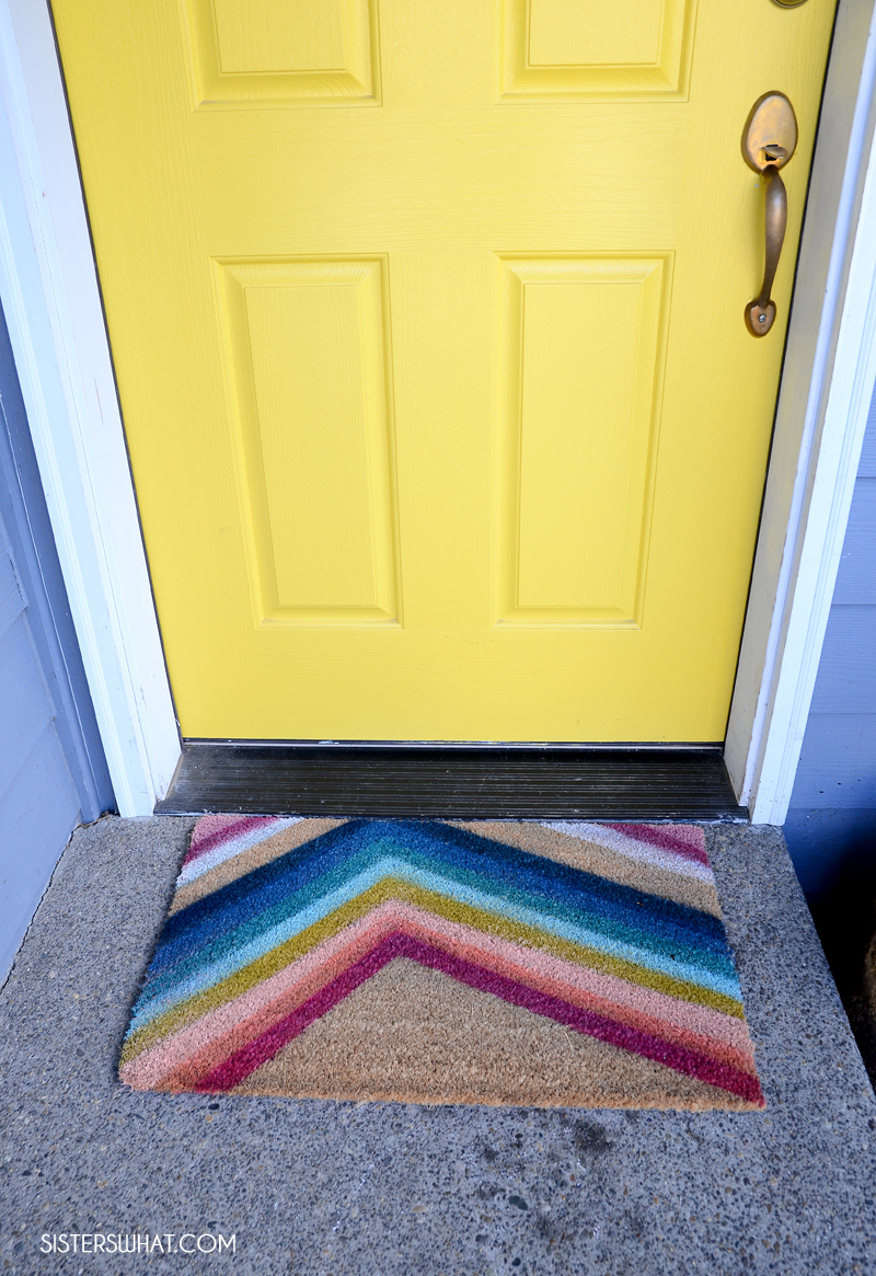 how to paint a colorful doormat with yellow door