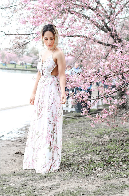 Cherry blossom open back dress 
