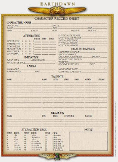 Earthdawn 4 edition character record sheet Earthdawn 4 edition character record sheet