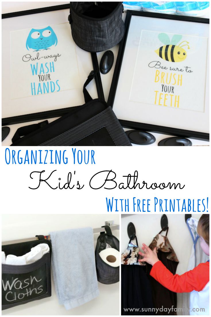 Kids Bathroom Organization Ideas + Free Printable Bathroom Art