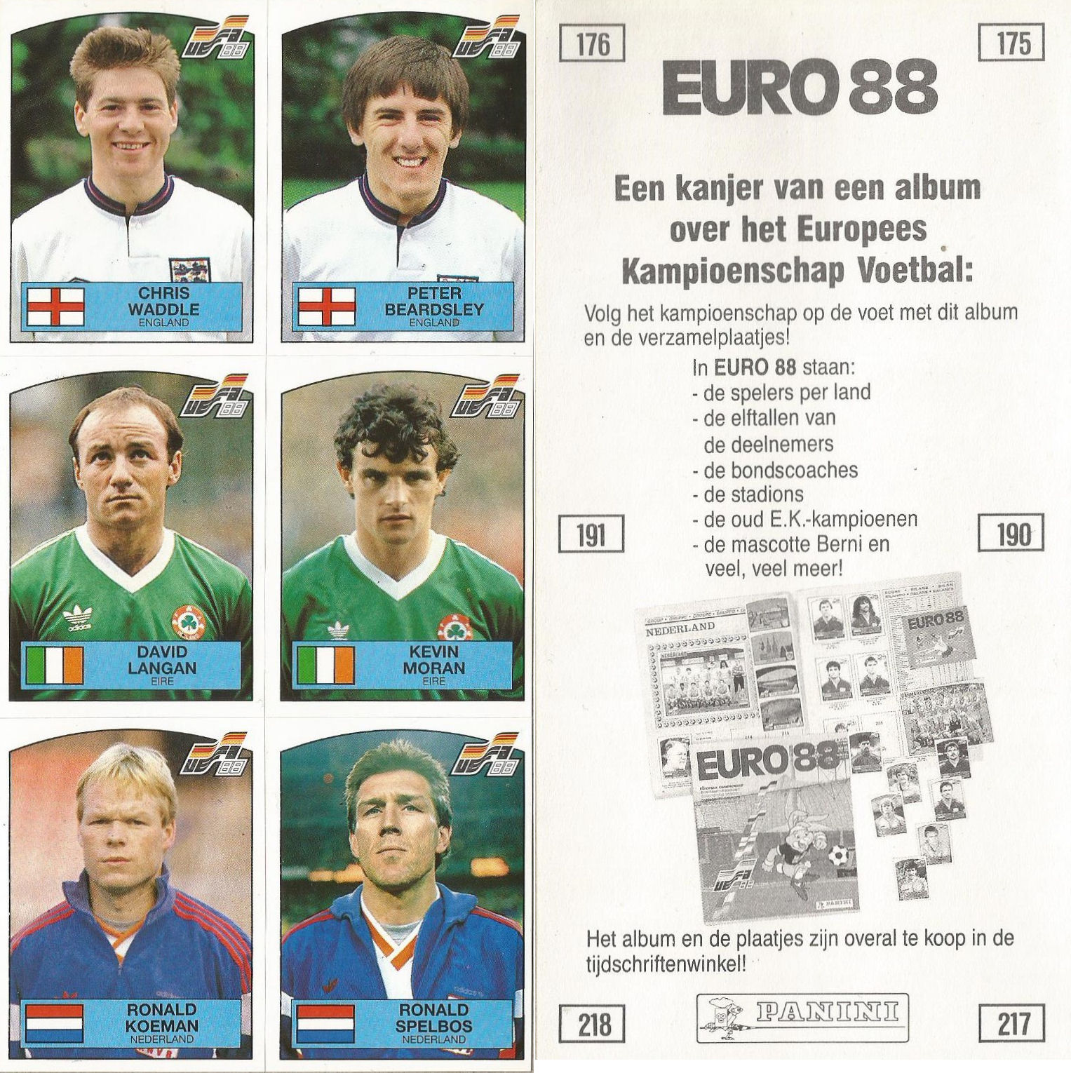 Choose from list Panini Euro 88 unused football album stickers 1988 