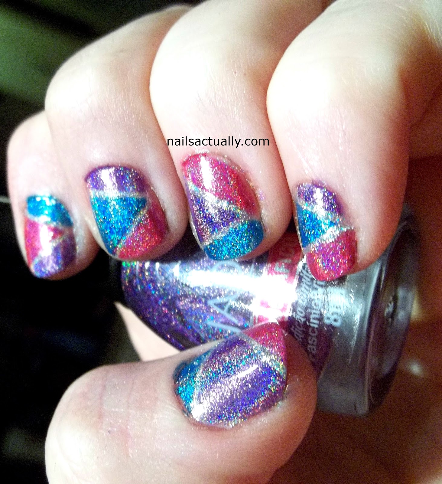 Nails Actually: Jade Holographic Patchwork Manicure