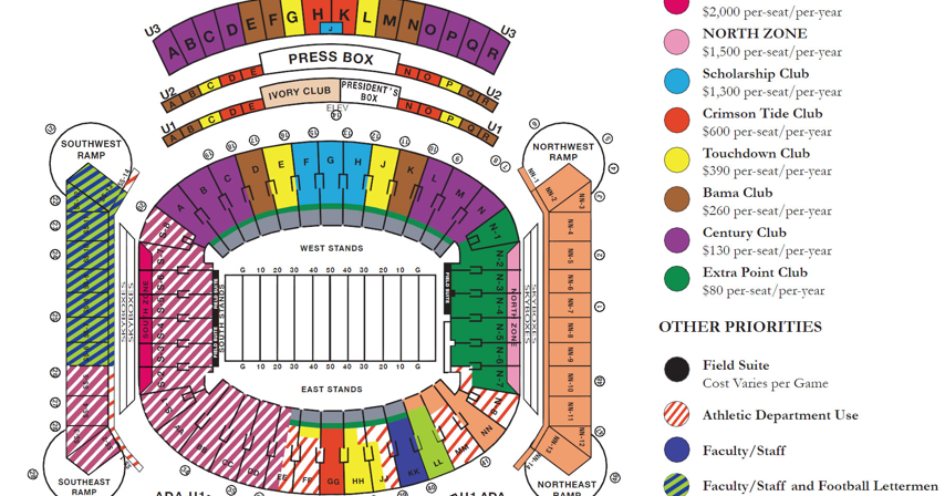 Map Of Bryant Denny Stadium Seating Chart