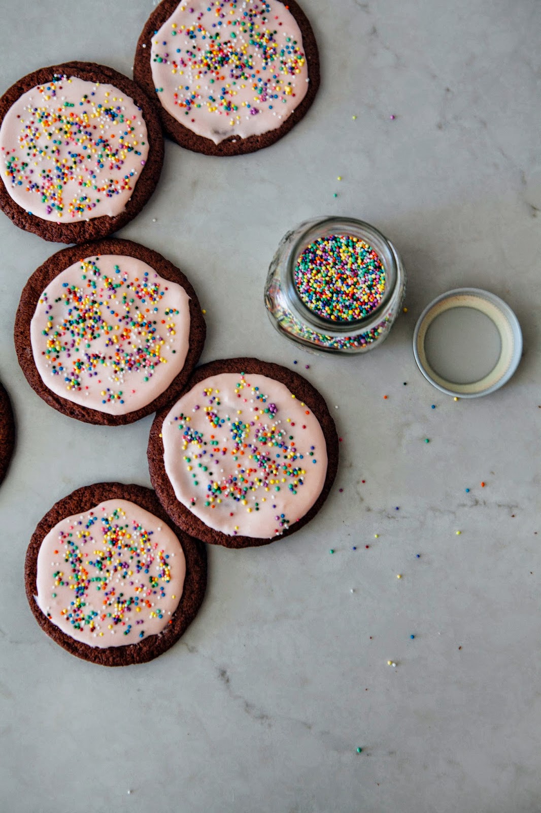Chocolate Sugar Cookies with Pink Frosting hummingbird high a