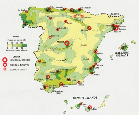Map of Spain Tourism Region and Topography