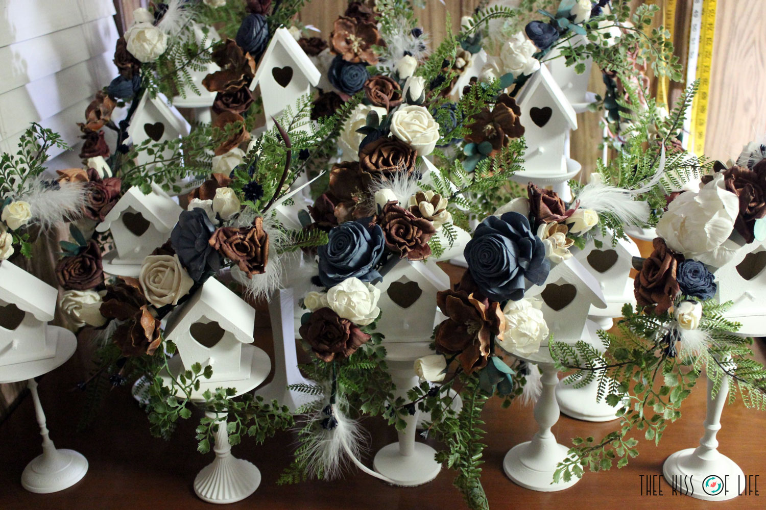 DIY Floral Birdhouse Wedding Centerpieces for our Love Bird Theme