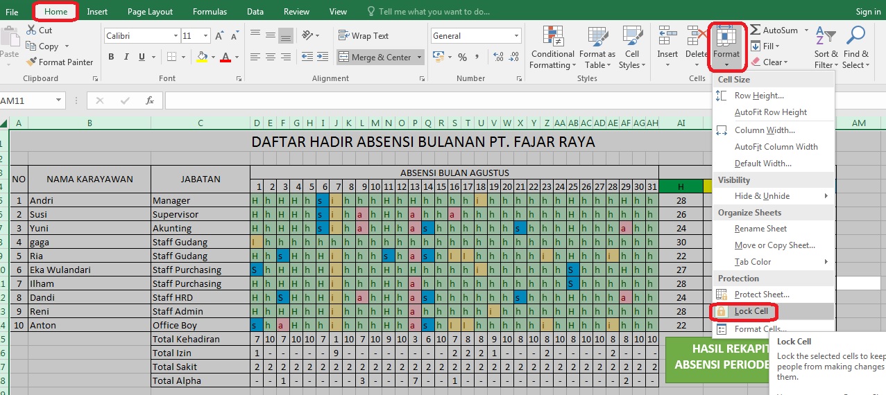 proteksi rumus di excel 2016