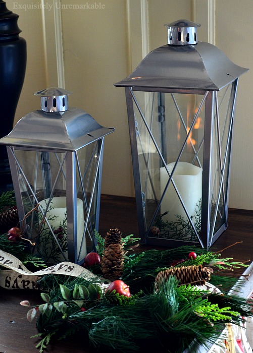 Metal Lanterns Decorated For Christmas