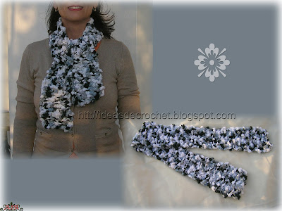 Bufanda de bolitas en varios matices de grises y blanco - de Crochet