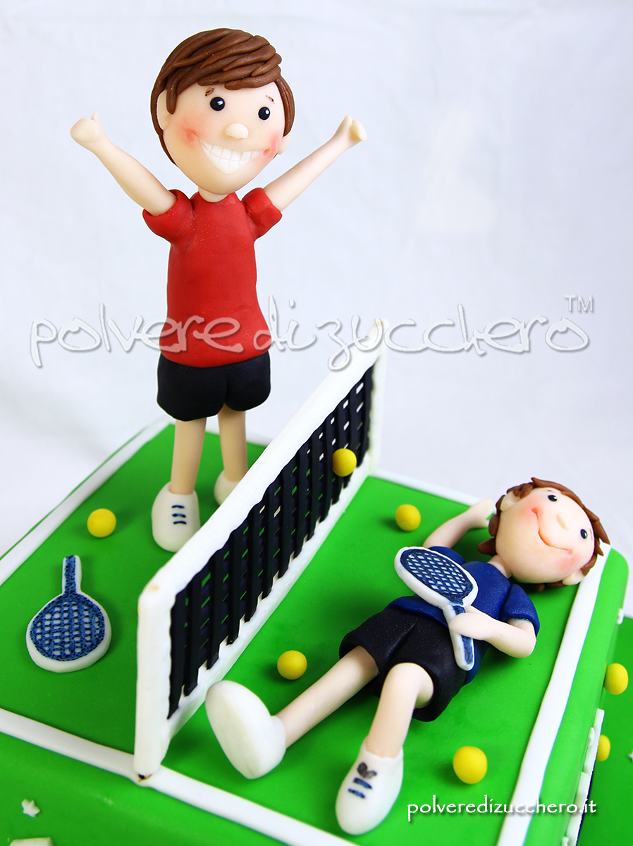 torta decorata cake design pasta di zucchero tennis campo da tennis tennista compleanno polvere di zucchero