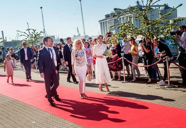 Crown Princess Mary wore Temperley London Berry lace neck tie dress and Gianvito Rossi Gianvito Pumps. 50th birthday celebrations of Prince Frederik