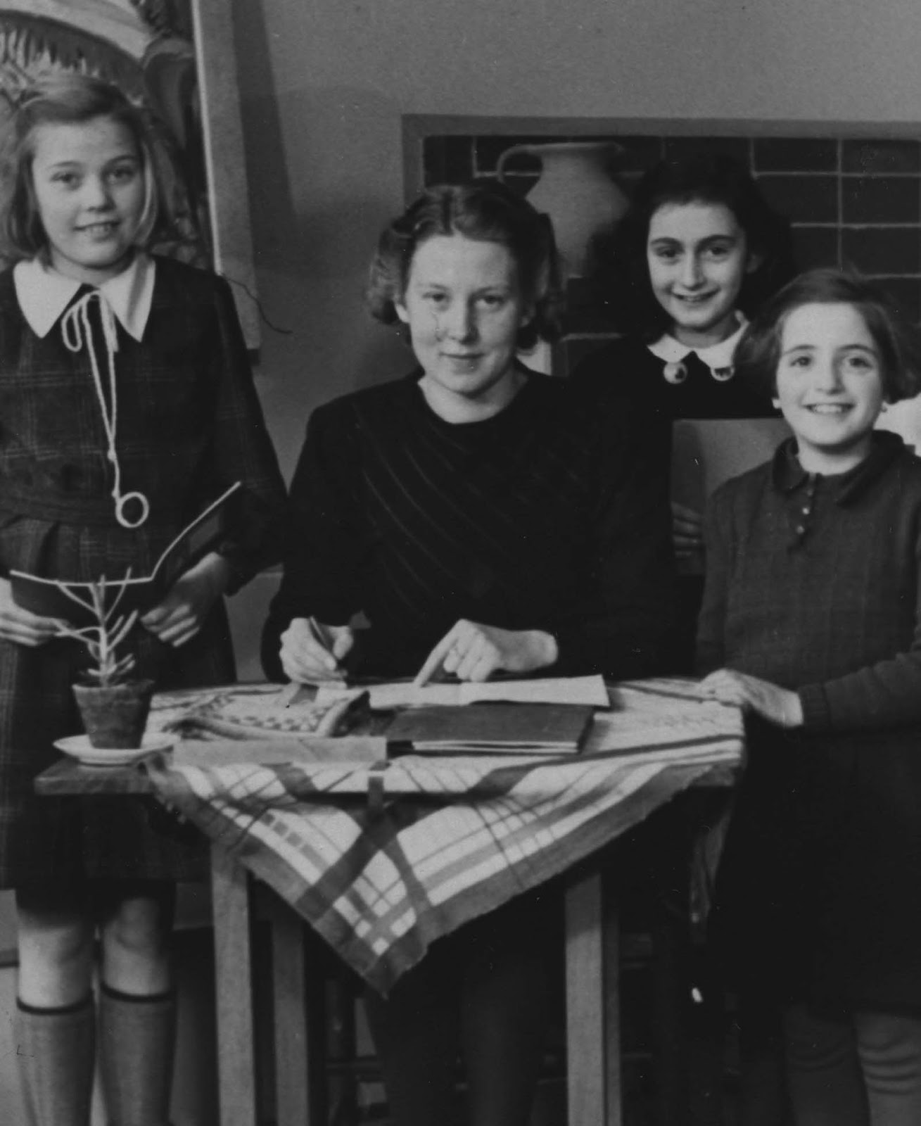 Anne Frank at the Montessori school in 1940. She is 11 years old.