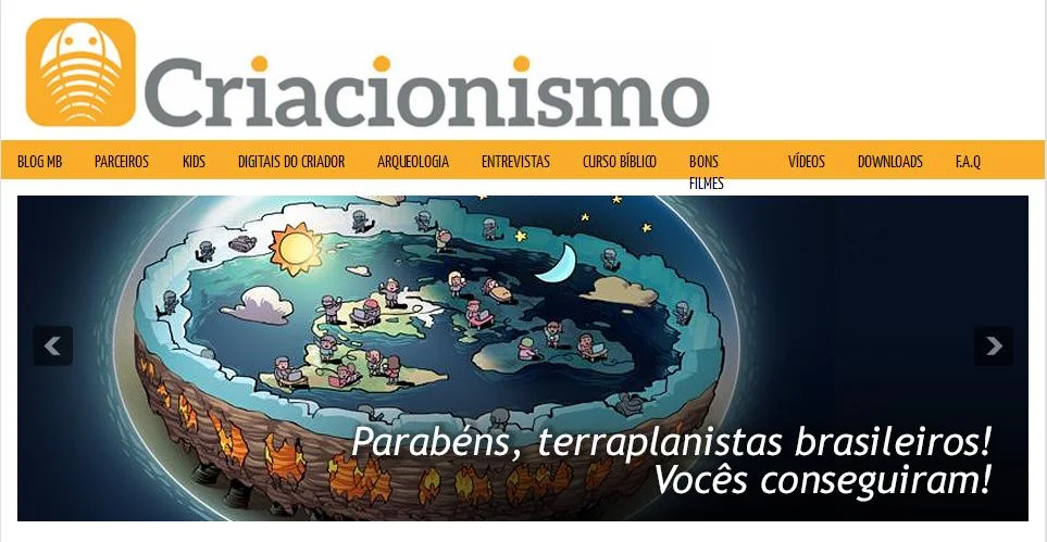 Terra Plana citada em site adventista criacionista