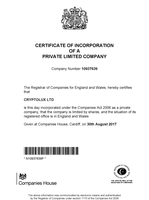 Сертификат cryptolux.ltd отзывы