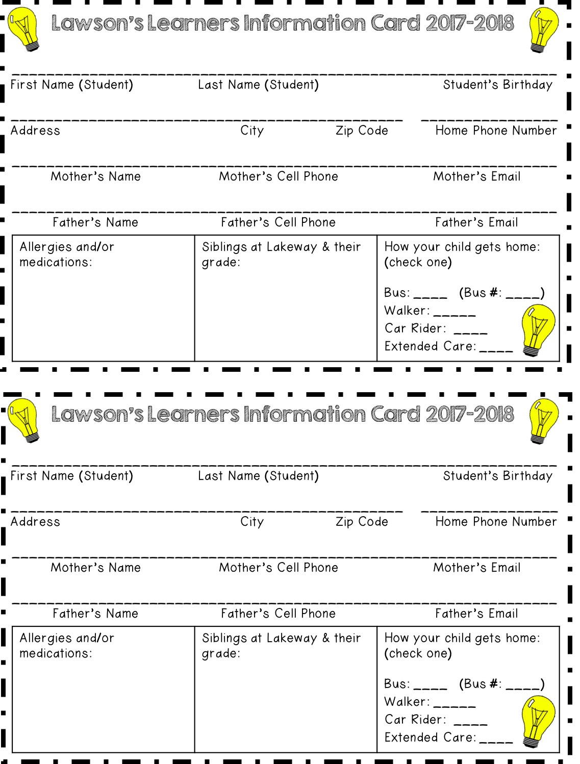 Freebie Friday Student Info Cards Texas Teacherella