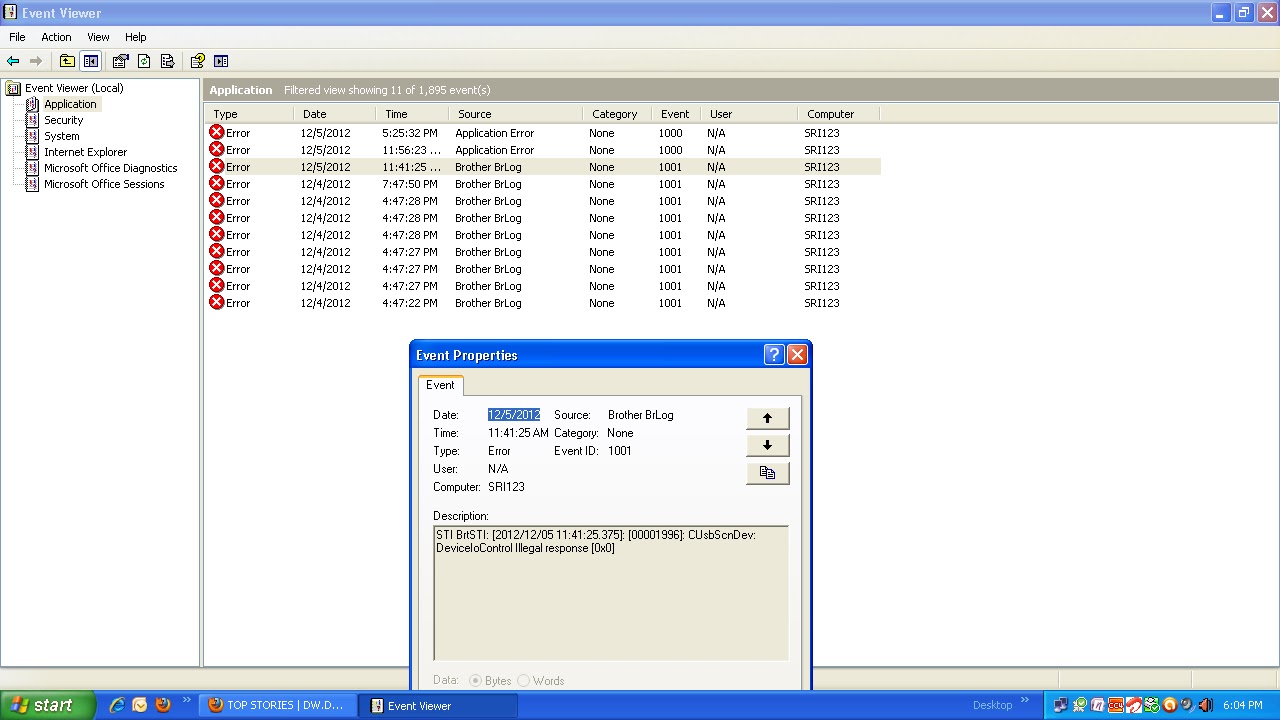 Troubleshooting Windows Errors And Solutions brother brlog event 1001