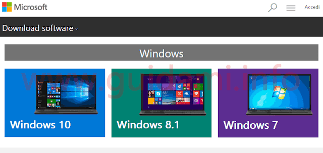 Sito web Microsoft pagina Download Software