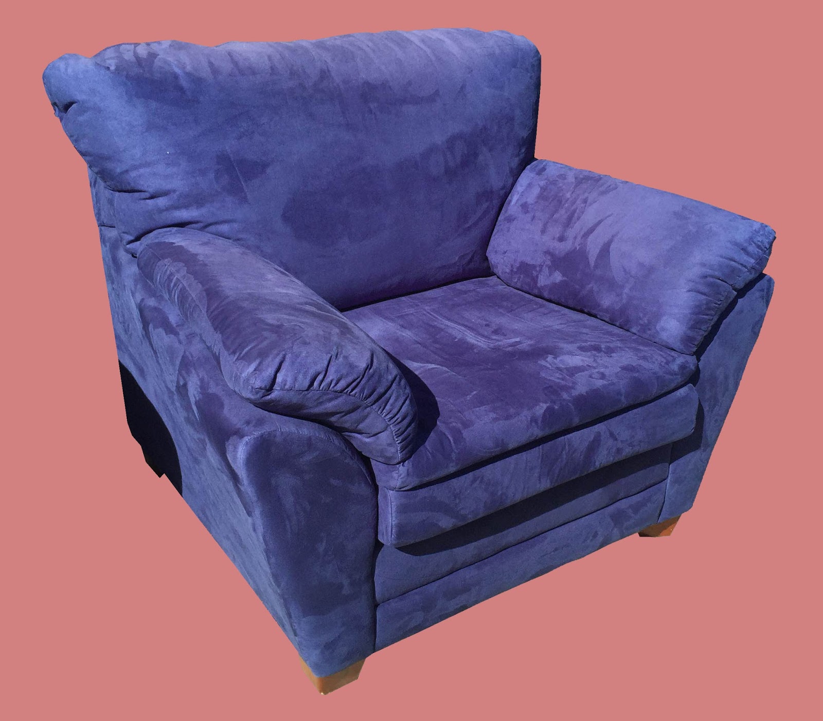 Uhuru Furniture & Collectibles Blue Microfiber Chair & Ottoman 165 SOLD
