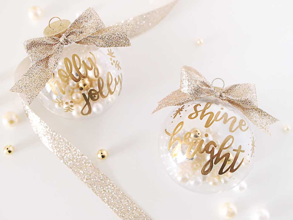 How to Make Gold Hand Lettering Christmas Ornaments (DIY)