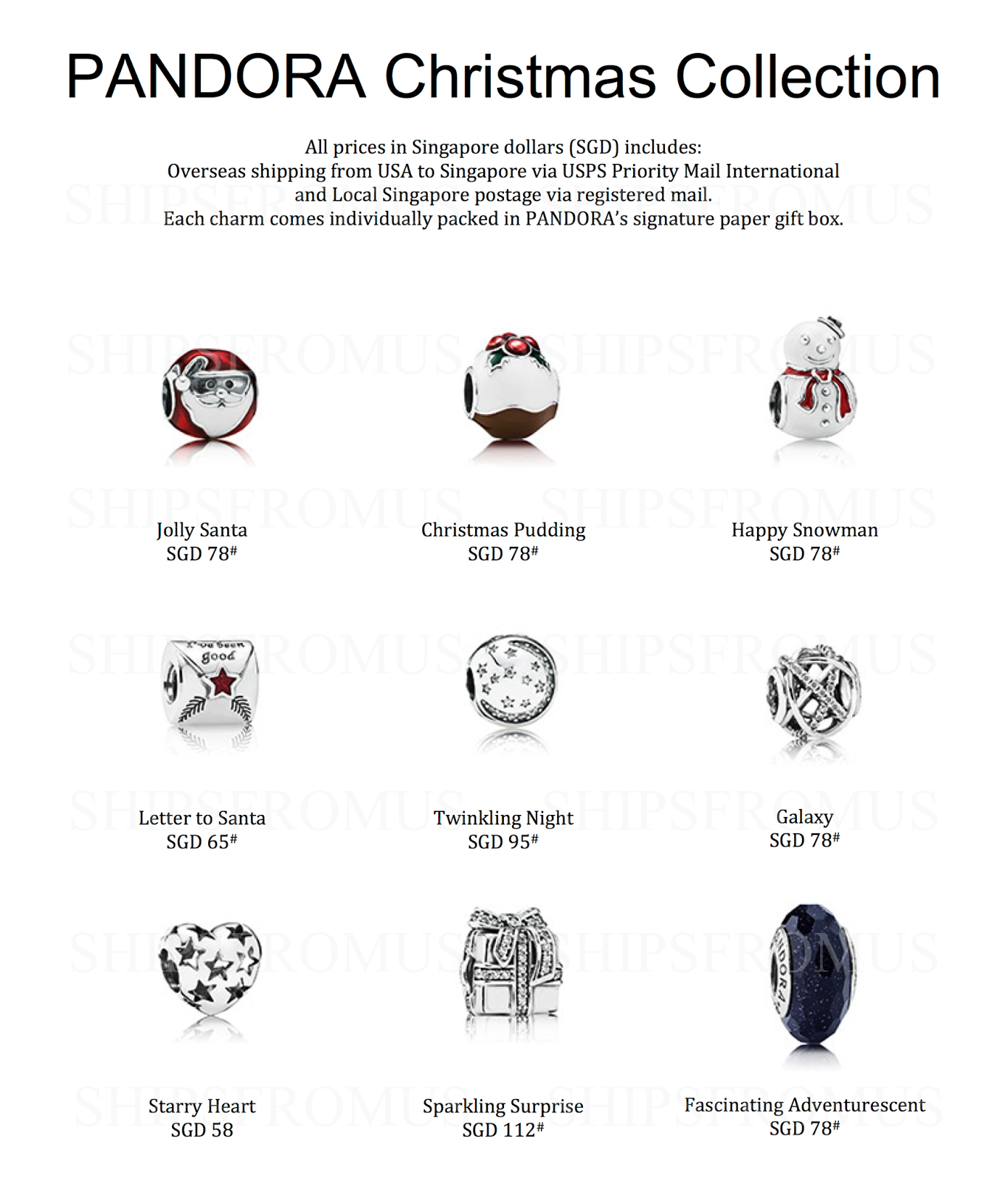 shipsfromus PANDORA Charms Christmas Collection