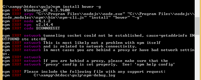 NodeJS and Npm Proxy Settings Error