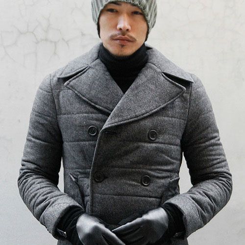 Tweed Warm 6oz Padded PeacoatCoat 16 Fast Fashion Mens Clothes