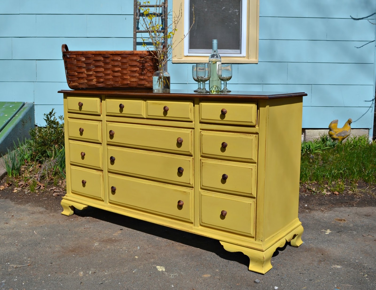 Heir and Space A Solid Maple Dresser in Folk Art Gold