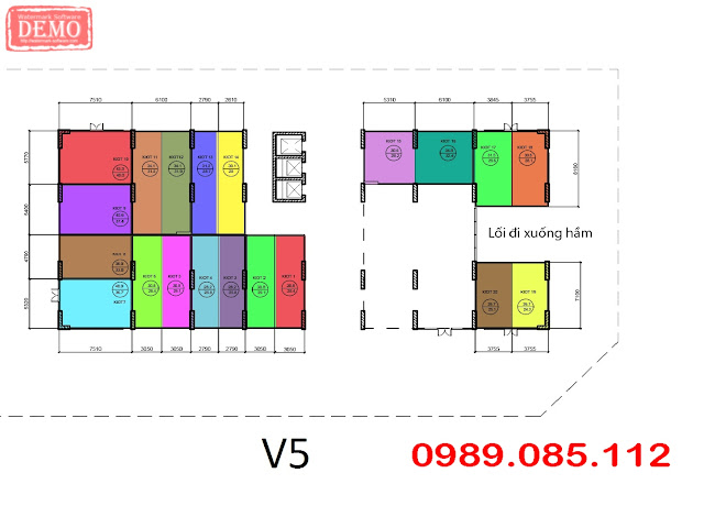 Quý khách tải ảnh về máy để xem được chế độ phóng to Mặt bằng kiot tòa V5 The Vesta