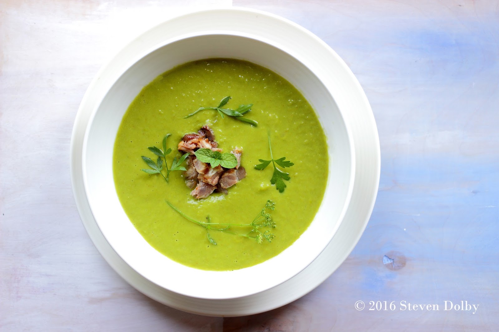 Smoky Green Pea Soup with Pork Hock by Steven Dolby