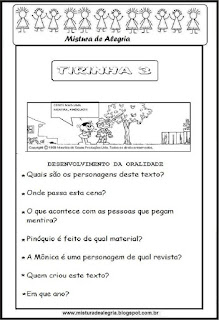 Tirinha Atividade com tirinha