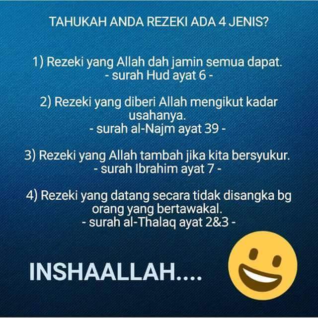 4 Jenis Rezeki Dalam Kehidupan! 4 Jenis Rezeki Dalam Kehidupan!
