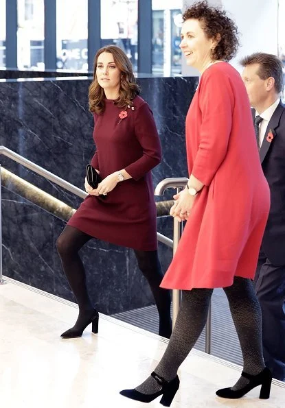 Kate Middleton wore Goat Fashion Eloise Tunic dress and Tod's Suede Pumps, Mappin & Webb earrings