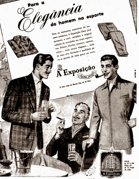 Propaganda da Exposição Dom José para artigos esportivos elegantes em 1952.