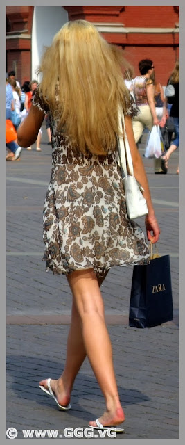 Lady wears summer dress on the street